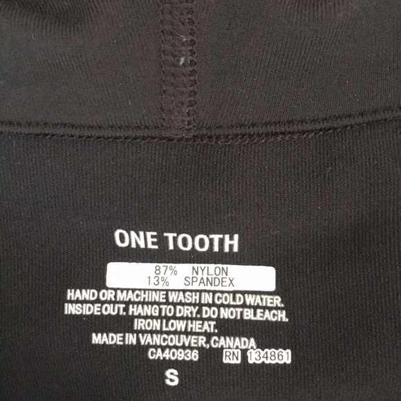 One Tooth black zip up hoodie exercise jacket. - Picture 3 of 5